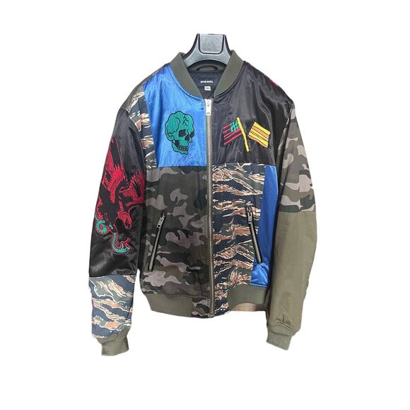 Diesel J-Kit Patch Embroidered Bomber Jacket Mens Size XL - Picture 1 of 7
